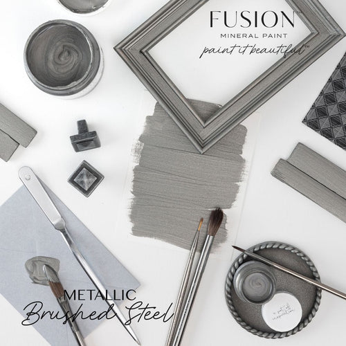 Fusion Mineral Paint Brushed Steel Flatlay